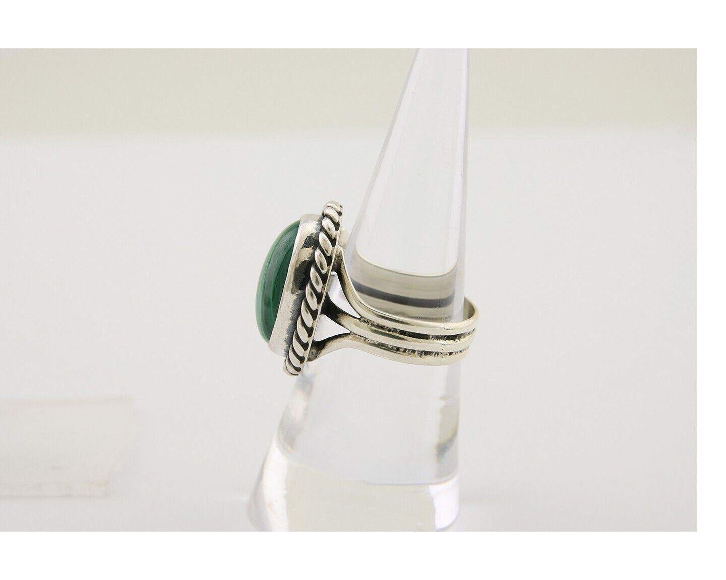 Navajo Ring 925 Silver Natural Malachite Native American Artist C.80's