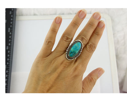 Vintage Navajo Ring 925 Sterling Silver Authentic Turquoise Handmade Size 6.75