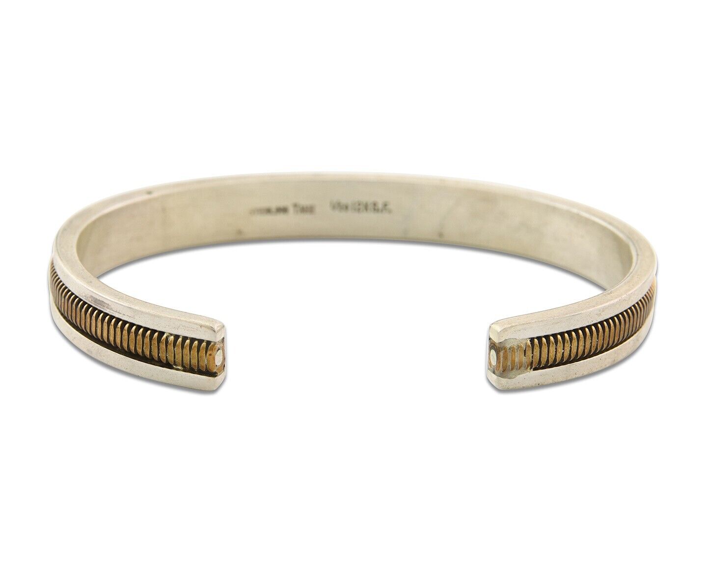 Navajo Bracelet 925 Silver & 12k Yellow Gold Filled Signed TAHE C.80's