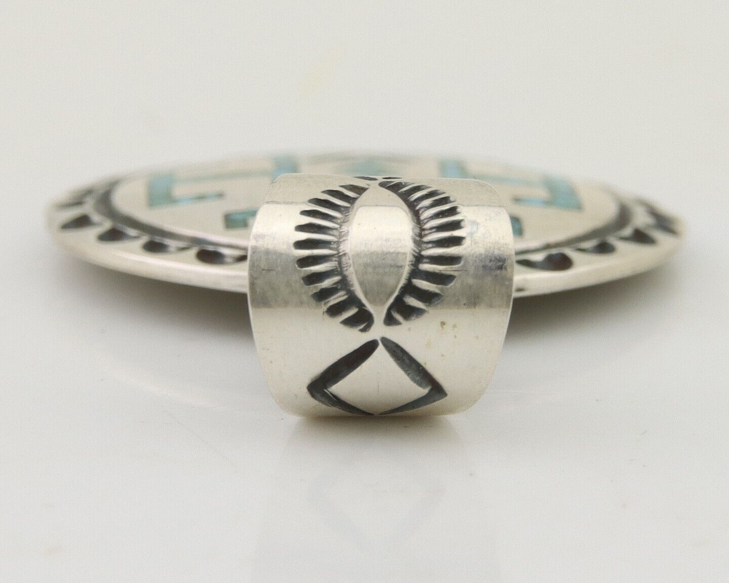 Navajo Necklace 925 Silver Natural Turquoise Artist Signed Stanley Bain C.80's