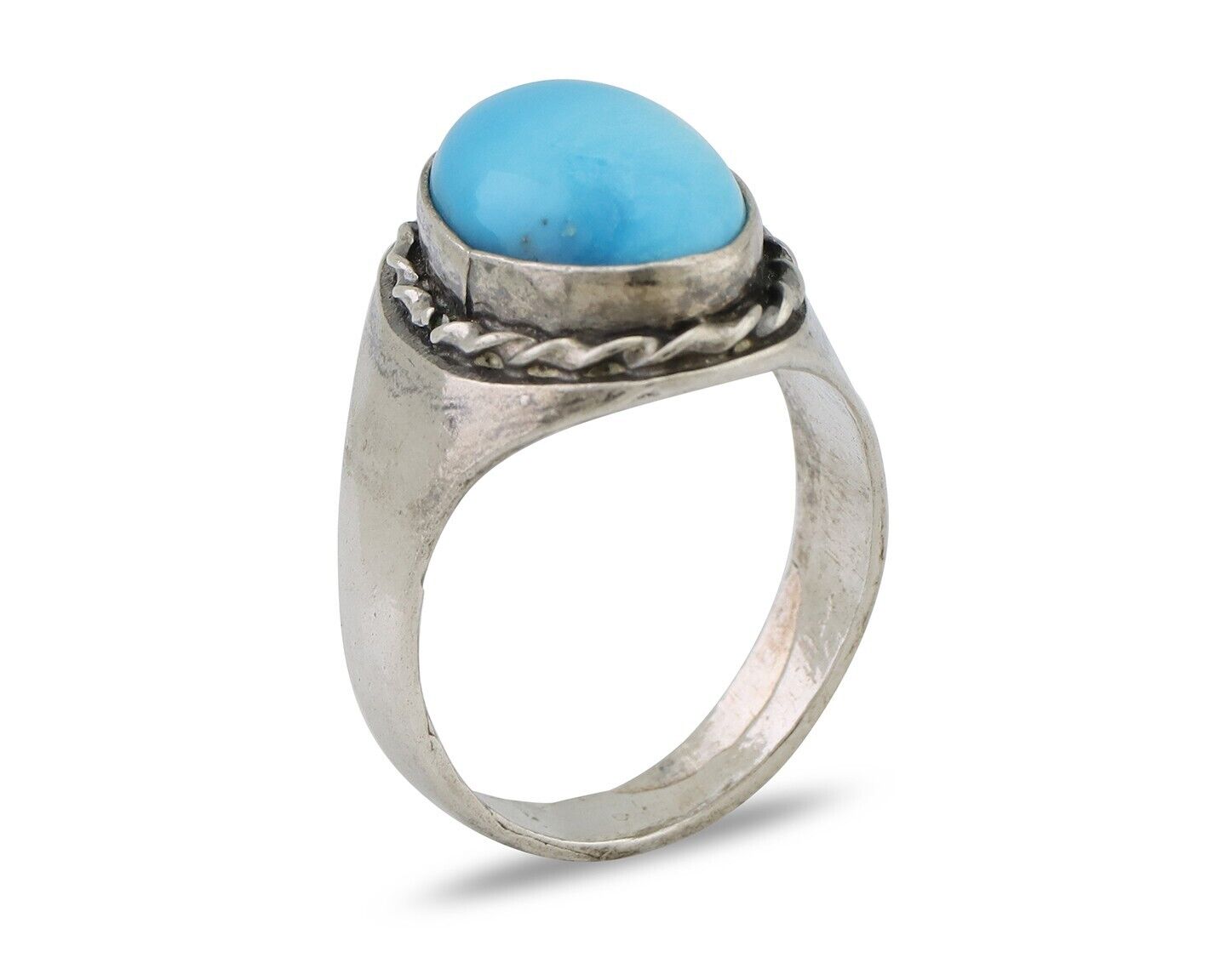 Navajo Ring 925 Silver Sleeping Beauty Turquoise Native Artist C.80's