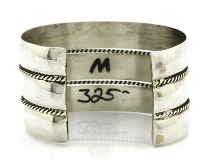 Navajo Handmade Bracelet .925 Silver TAHE 5 Row and Domed Cuff
