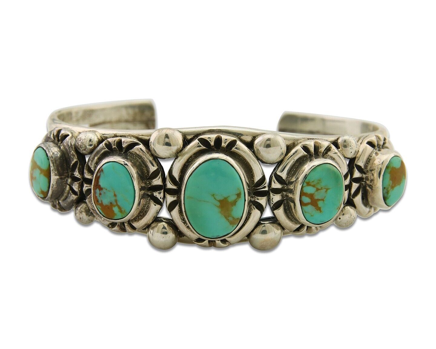 Navajo Bracelet 925 Silver Turquoise Cuff Artist Signed Gecko C.80's