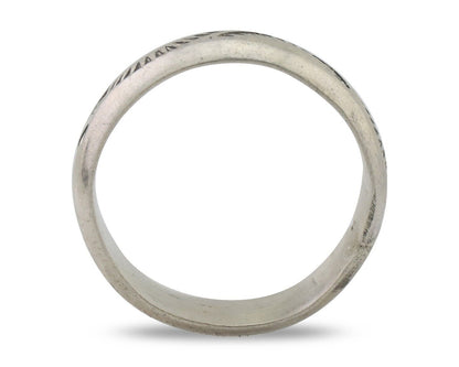 Navajo Hand Stamped Band 925 Silver 6.0 mm Signed Larry Chavez Size 10 C.80's