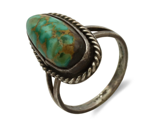 Navajo Ring .925 Silver Royston Turquoise Native American Artist C.1980's