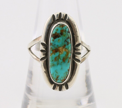 Navajo Handmade Ring 925 Silver Green Turquoise Artist Signed Kachina C.80's
