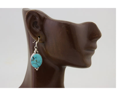 Navajo Dangle Earrings 925 Natural Turquoise Native Inca Mfg C.80's