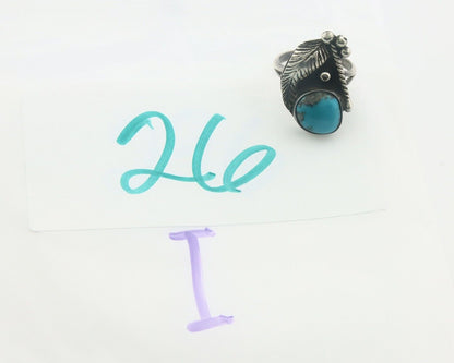 Navajo Ring 925 Sterling Turquoise Handmade Signed Big B C.80's Size 6.75