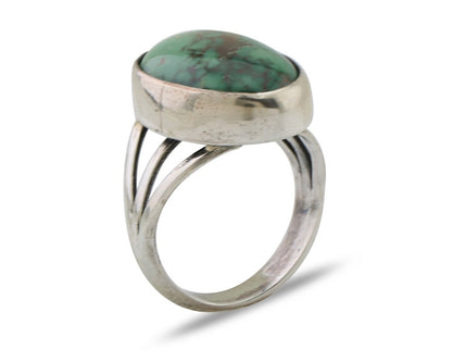 Navajo Ring 925 Silver Turquoise Native American Artist Size 8.0 C.80's