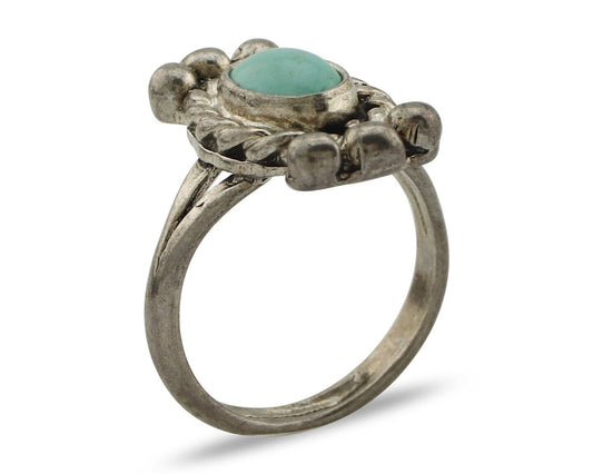 Navajo Ring 925 Silver Natural Blue Turquoise Native American Artist C.1980's