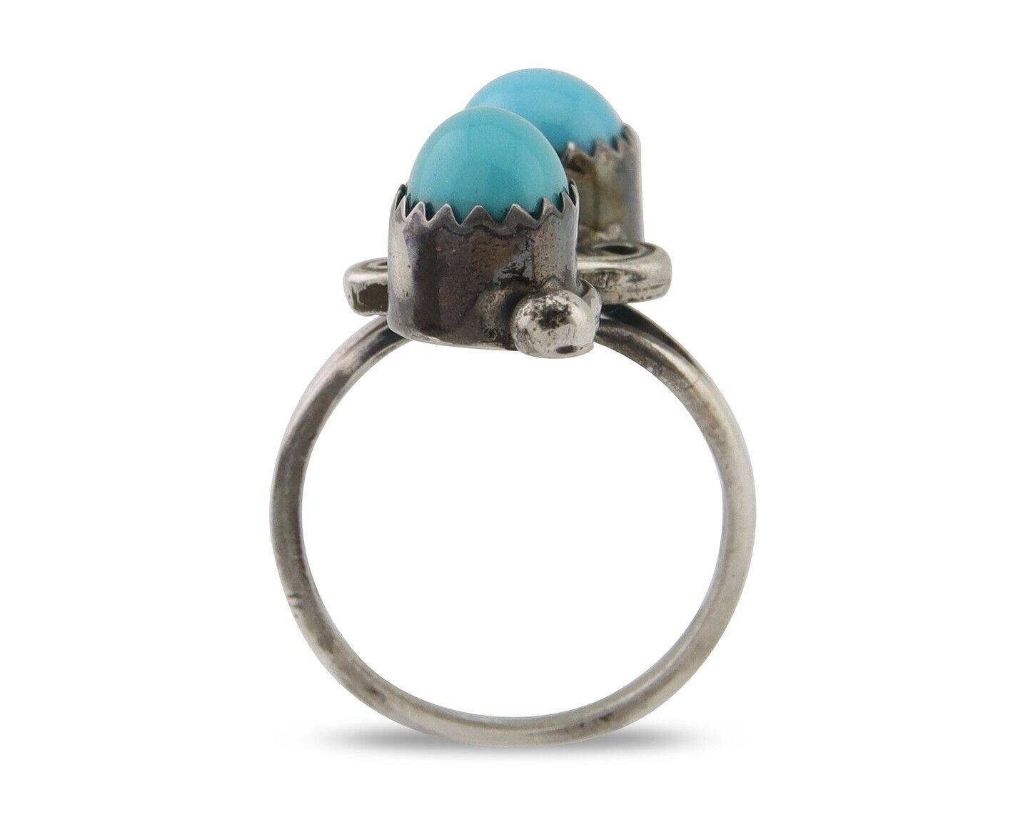 Navajo Ring 925 Silver Kingman Turquoise Native American Artist C.80's