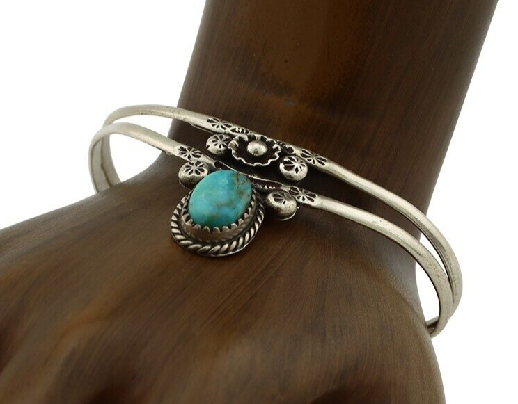 Navajo Bracelet 925 Silver Kingman Turquoise Artist Native American C.80's