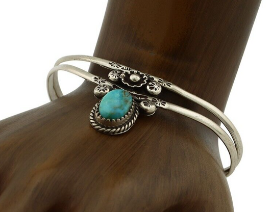 Navajo Bracelet 925 Silver Kingman Turquoise Artist Native American C.80's