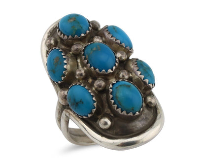 Navajo Ring 925 Silver Arizona Turquoise Artist Signed BM C.80's