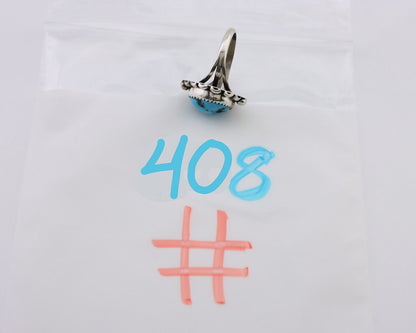 Navajo Ring 925 Silver Sleeping Beauty Turquoise Artist Signed SC C.80's