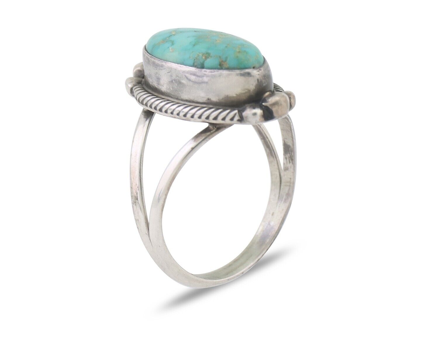 Navajo Ring 925 Silver Natural Blue Turquoise Artist Signed Jack Whittaker C.80s