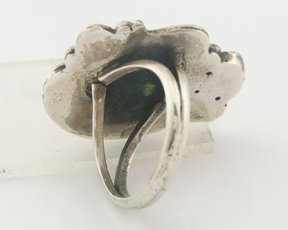 Navajo Ring 925 Sterling Natural Coral & Turquoise Native Artist C.80's Sz 6.0