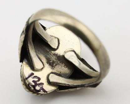 Navajo Handmade Ring 925 Silver Natural High Grade Fire Opal Native Artist C.80s