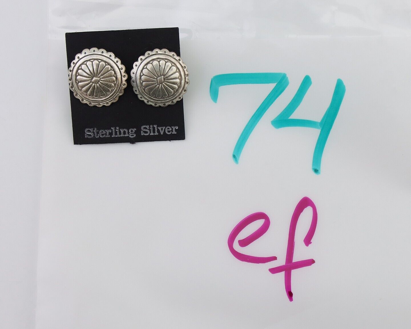 Navajo Small Shield Earrings 925 Silver Native American Artist C.80's