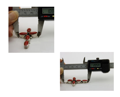 Navajo Cross Pendant 925 Silver Mediterranean Coral Signed J Tso C.80s