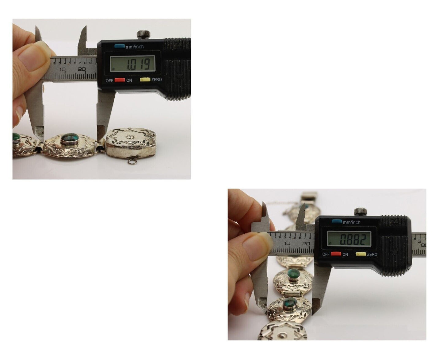 Navajo Concho Bracelet 925 Silver Turquoise Artist Signed Gilbert Tom C.80's