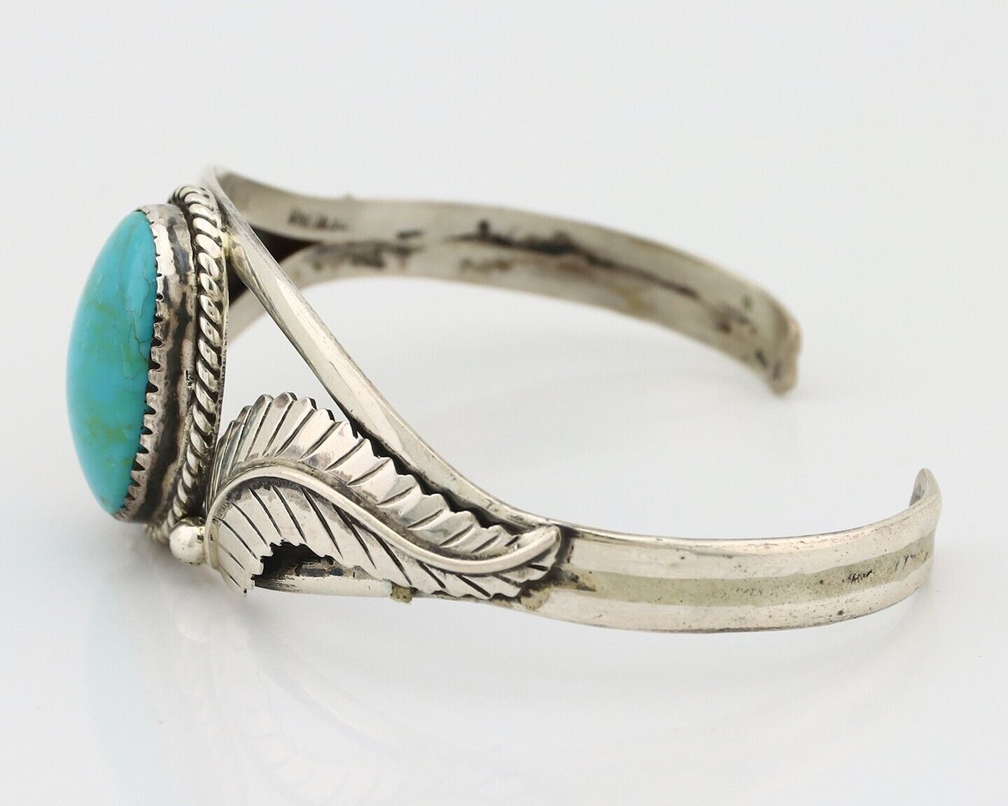 Navajo Bracelet 925 Silver Natural Blue Turquoise Native American Artist C.80's
