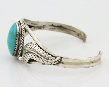 Navajo Bracelet 925 Silver Natural Blue Turquoise Native American Artist C.80's