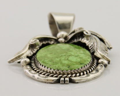 Navajo Pendant 925 Silver Natural Mojave Turquoise Signed E Kee C.80's