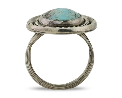 Navajo Ring 925 Silver Natural Blue Turquoise Native American Artist C.80's