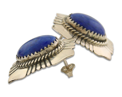 Navajo Earrings 925 Silver Handmade Natural Lapis Artist Signed Begay C.80's