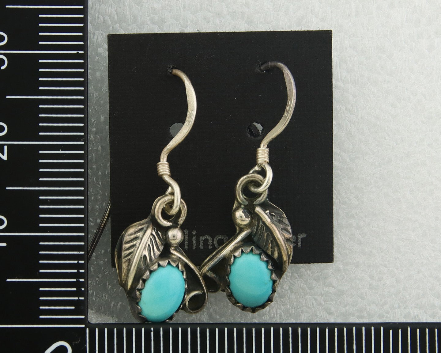 Navajo Earrings 925 Silver Natural Turquoise Native American Artist C.80's