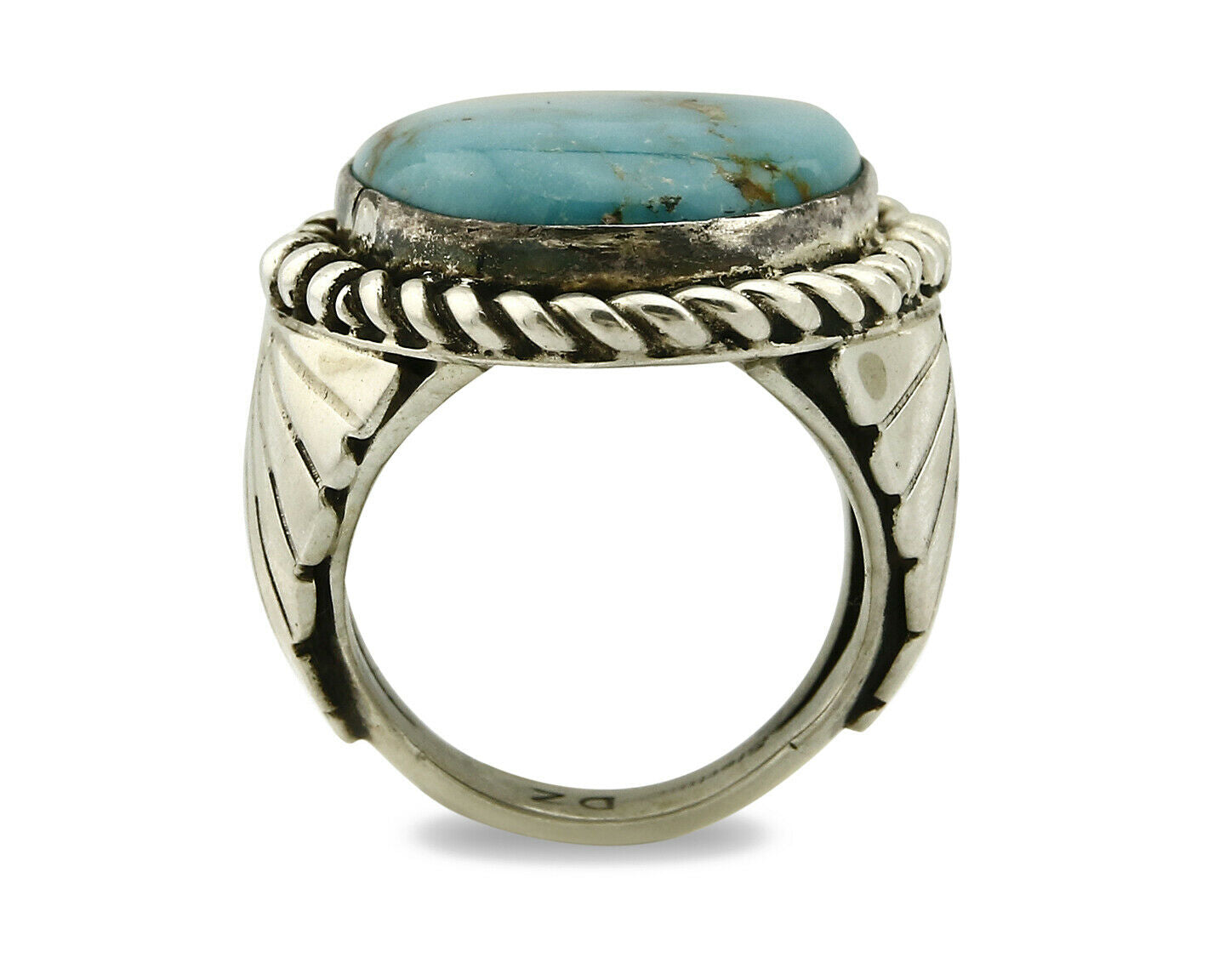 Navajo Ring .925 SOLID Silver Castle Dome Turquoise Signed Doug Zachary C.80's