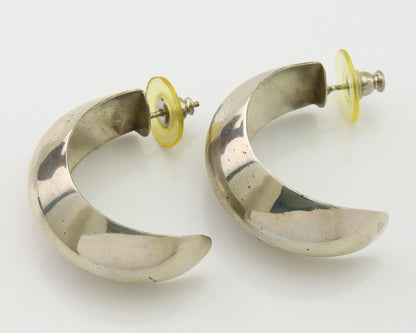 Navajo Earrings 925 Silver Half Hoop Native American Artist C.80's