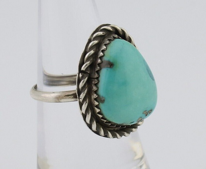 Navajo Ring 925 Silver Natural Turquoise Native American Artist C.80's