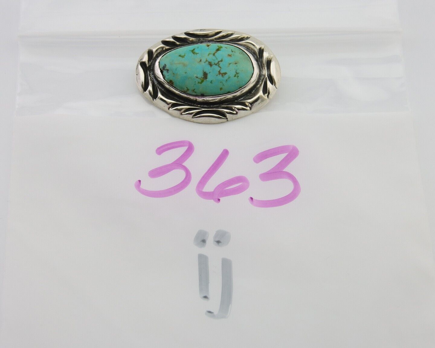 Navajo Pin 925 Silver Natural Mined Turquoise Artist Signed C Montoya C.80's