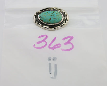 Navajo Pin 925 Silver Natural Mined Turquoise Artist Signed C Montoya C.80's