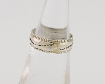 Navajo Hand Stamped Band 925 Silver 6.0 mm Native Artist Size 5.5 C.80's