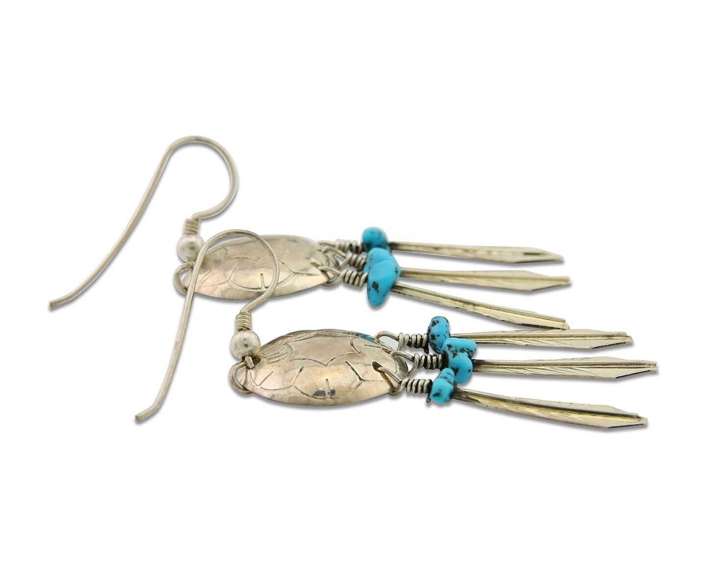 Navajo Earrings 925 Silver Dream Catcher Natural Turquoise Native Artist C.80's