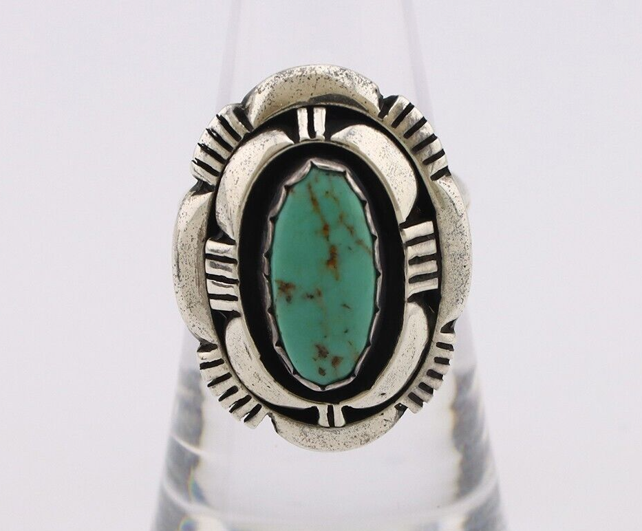 Navajo Ring 925 Silver Turquoise Artist Signed Leonard & Marian Nez C.80's