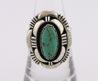 Navajo Ring 925 Silver Turquoise Artist Signed Leonard & Marian Nez C.80's