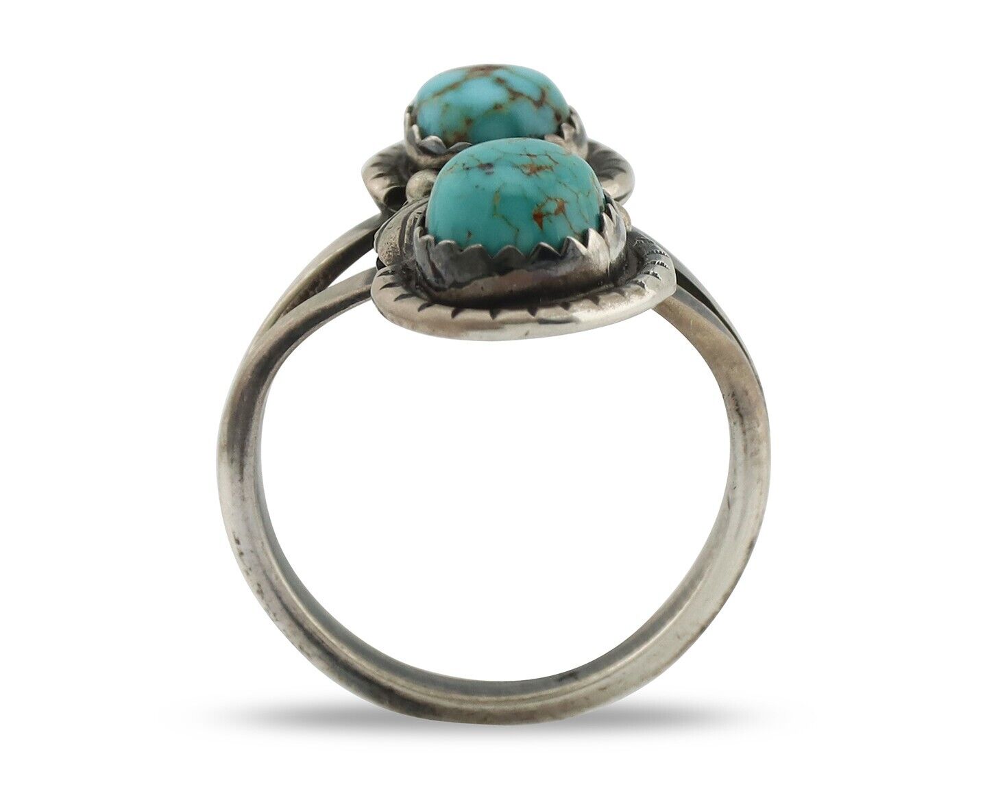 Navajo Ring 925 Silver Natural AAA Blue Spiderweb Turquoise Tom Willeto C.80's