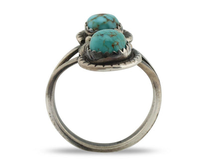 Navajo Ring 925 Silver Natural AAA Blue Spiderweb Turquoise Tom Willeto C.80's