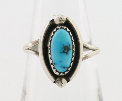 Navajo Ring 925 Silver Sleeping Beauty Turquoise Artist Signed SC C.80's
