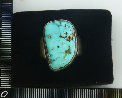 Navajo Ring 925 Sterling Turquoise Handmade Signed M Montoya C.80's Size 8.5