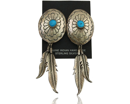 Navajo Earrings 925 Silver Turquoise Native American Artist C.80's