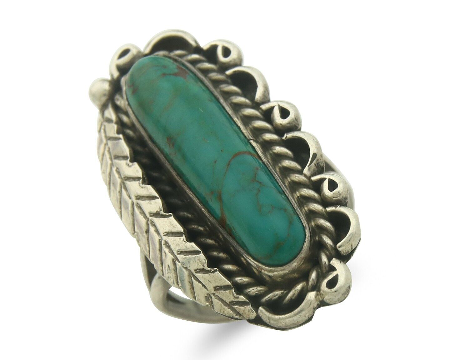 Navajo Ring 925 Sterling Blue Turquoise Artist Signed Richard Yazza C.80's