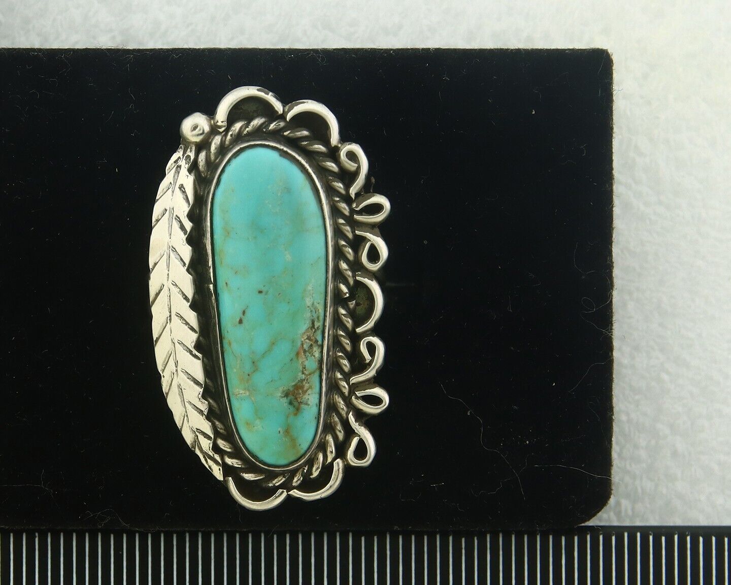 Navajo Ring 925 Sterling Blue Turquoise Artist Signed Richard Yazza C.80's