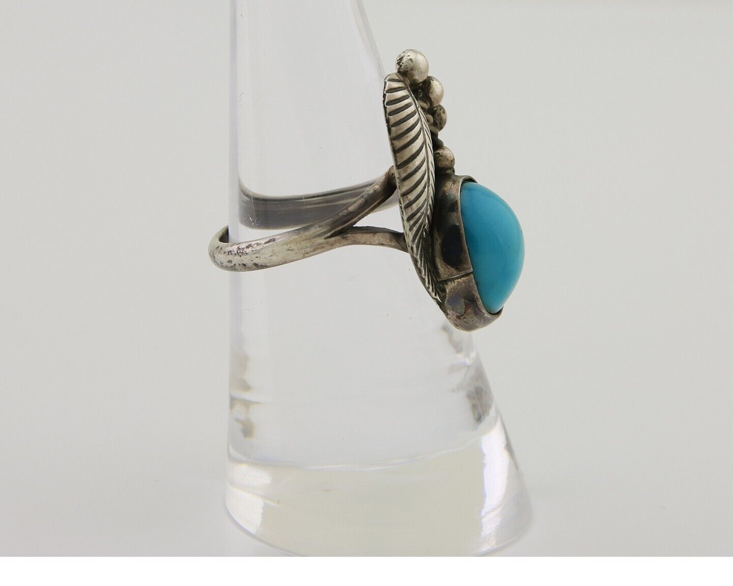 Navajo Handmade Ring 925 Silver Turquoise Signed BP C.80's