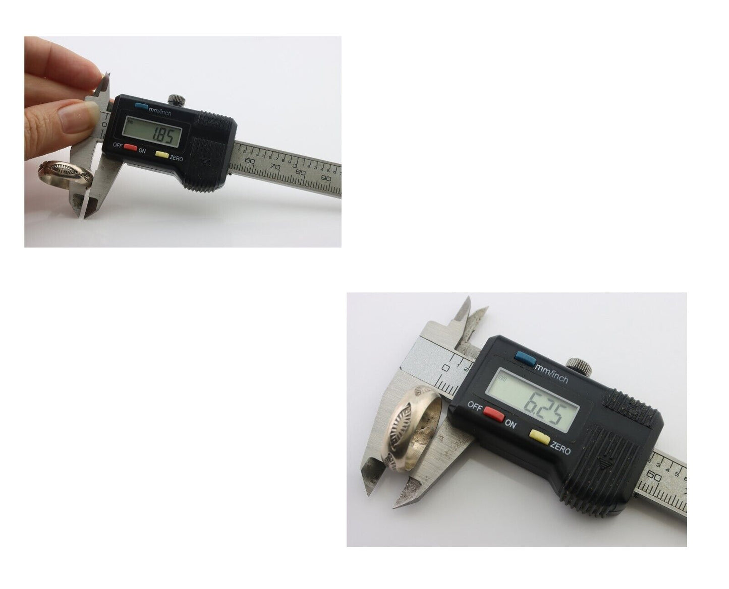 Navajo Hand Stamped Band 925 Silver 6.0 mm Signed Larry Chavez Size 7.75 C.80's