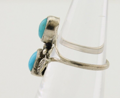 Navajo Ring 925 Silver Natural Blue Turquoise Native American Artist C.80's